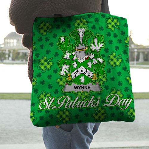 Ireland Wynne Irish Family Crest Tote Bag - Pretty Green Plaid Irish Shamrock A7