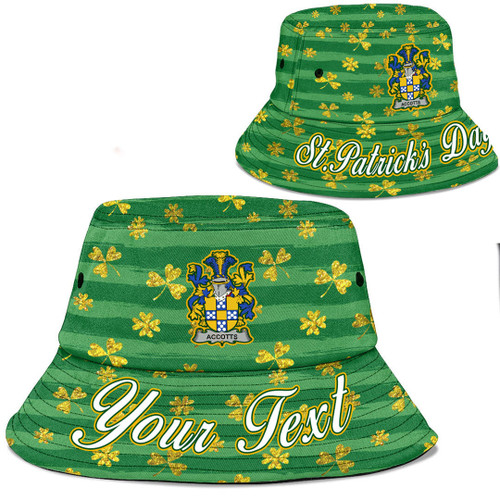 Ireland Accotts Irish Family Crest Bucket Hat - Luxury Golden Irish Shamrock A7