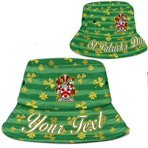 Ireland Agnew Irish Family Crest Bucket Hat - Luxury Golden Irish Shamrock A7