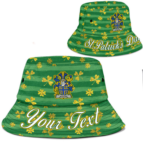 Ireland Acotes Irish Family Crest Bucket Hat - Luxury Golden Irish Shamrock A7