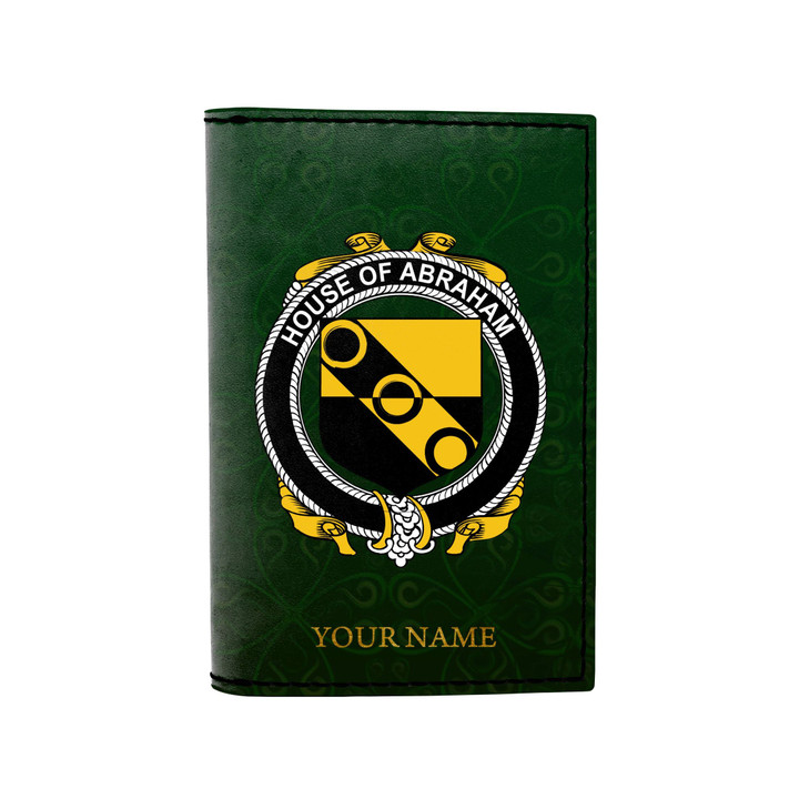 (Laser Personalized Text) Abraham Family Crest Minimalist Wallet K6