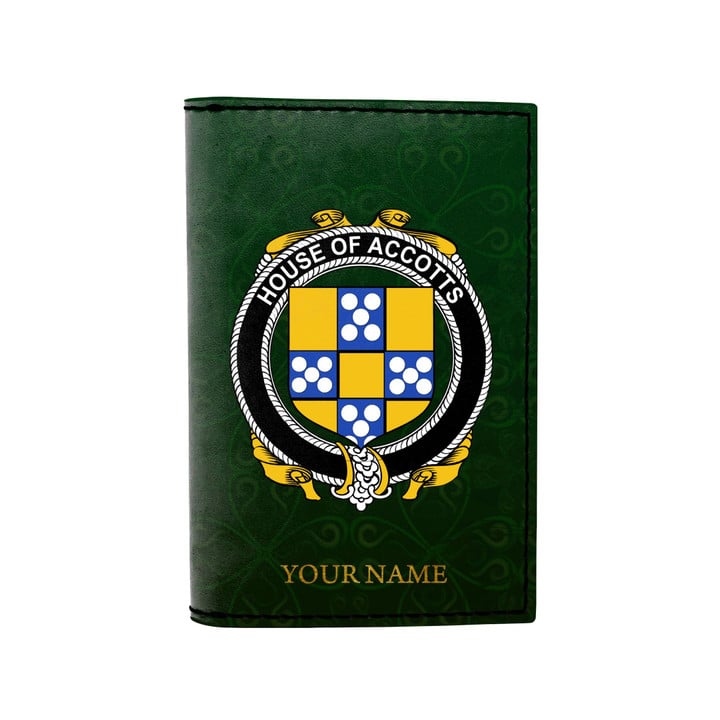 (Laser Personalized Text) Accotts Family Crest Minimalist Wallet K6