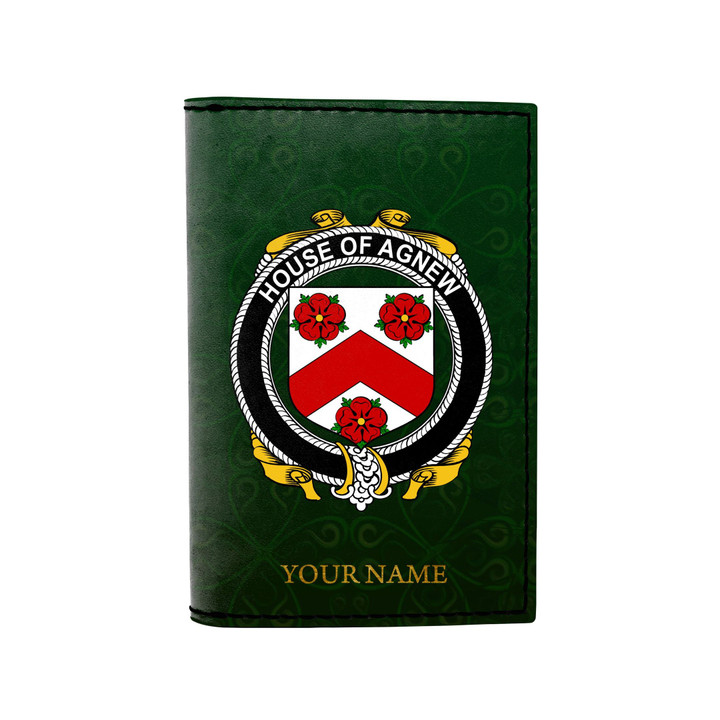 (Laser Personalized Text) Agnew Family Crest Minimalist Wallet K6