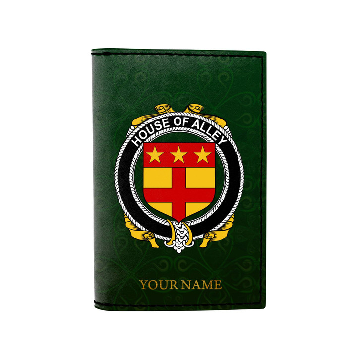 (Laser Personalized Text) Alley Family Crest Minimalist Wallet K6
