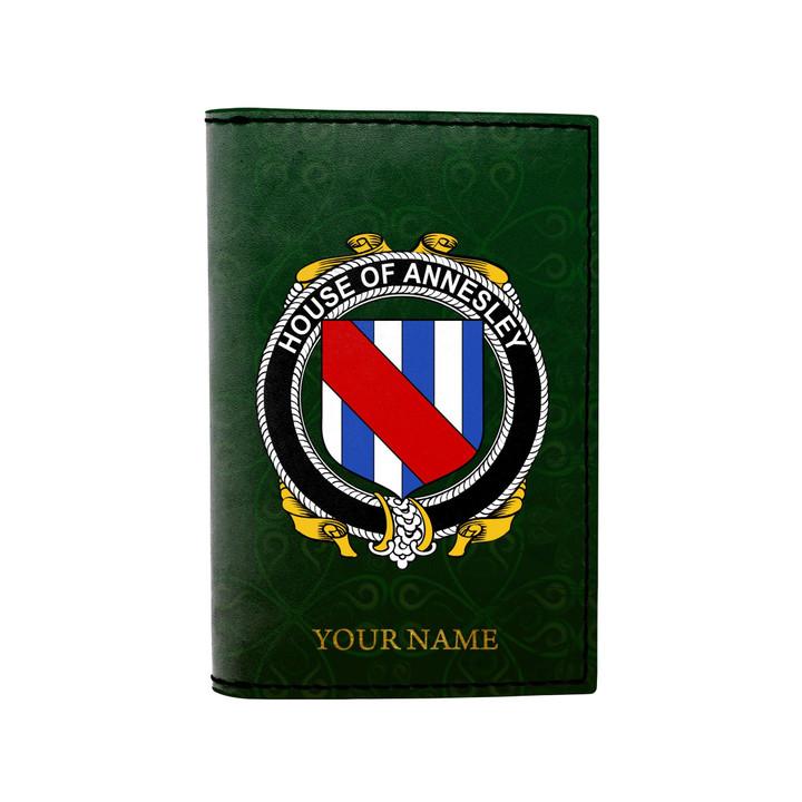 (Laser Personalized Text) Annesley Family Crest Minimalist Wallet K6