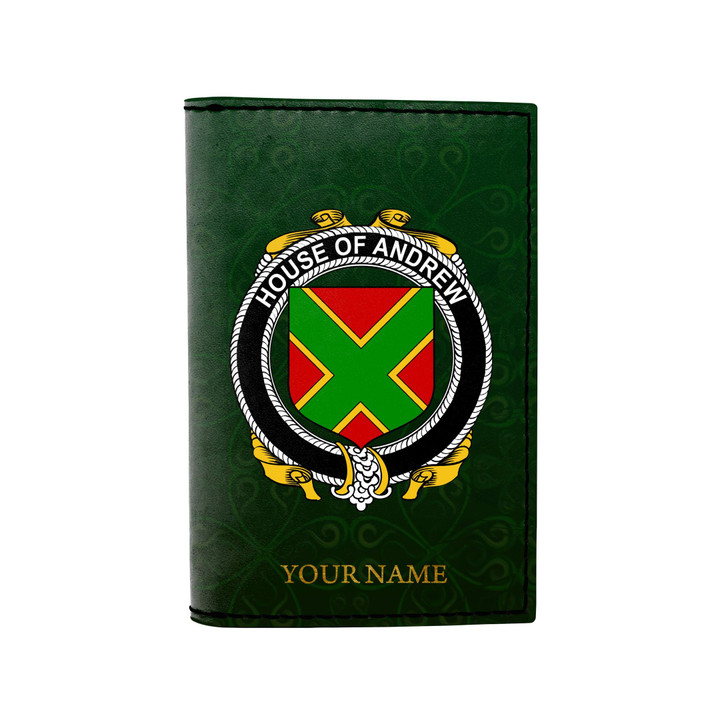 (Laser Personalized Text) Andrew Family Crest Minimalist Wallet K6