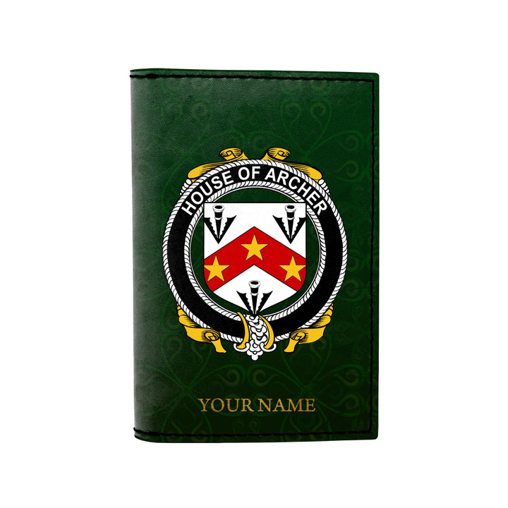 (Laser Personalized Text) Archer Family Crest Minimalist Wallet K6