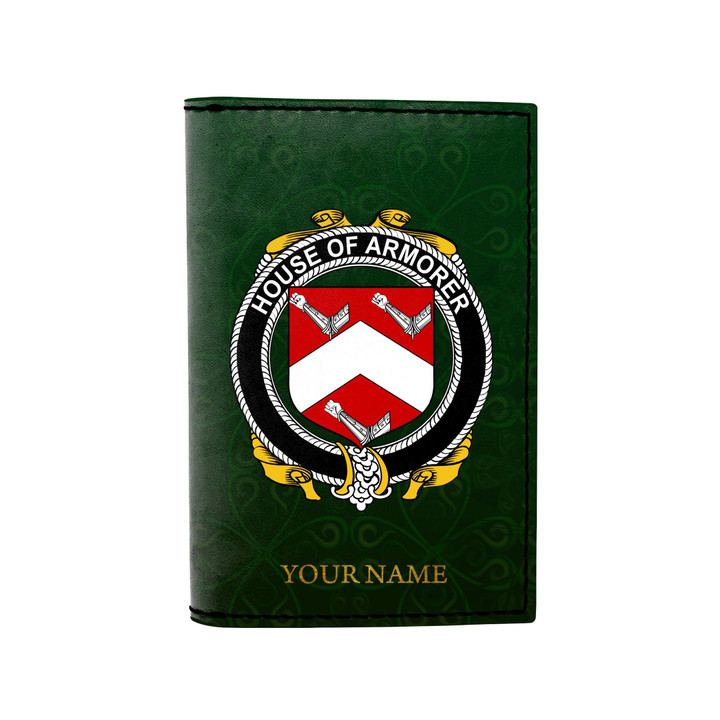 (Laser Personalized Text) Armorer Family Crest Minimalist Wallet K6