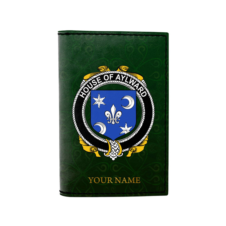 (Laser Personalized Text) Aylward Family Crest Minimalist Wallet K6