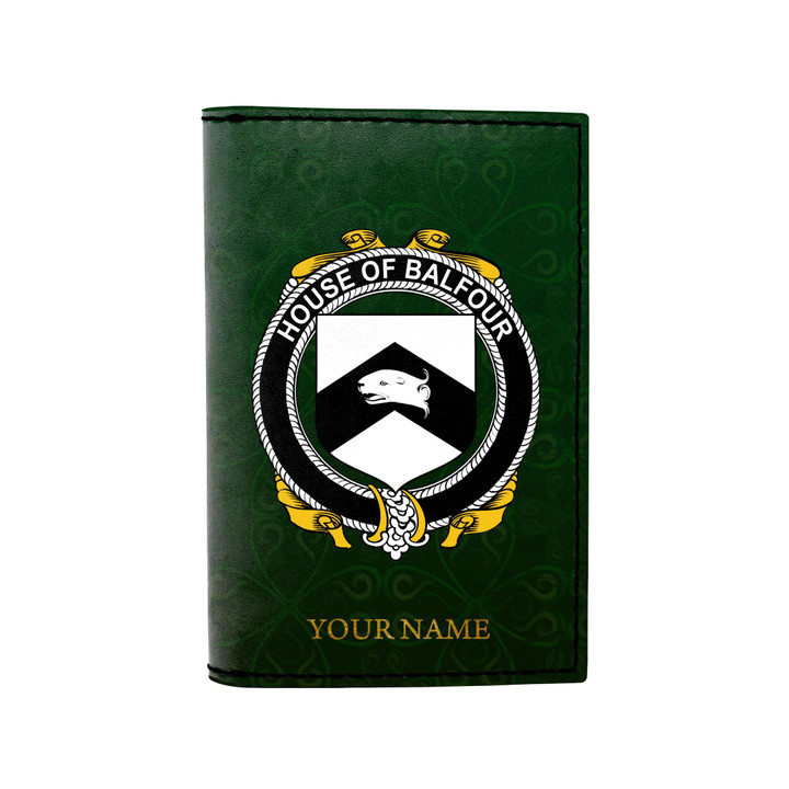 (Laser Personalized Text) Balfour Family Crest Minimalist Wallet K6