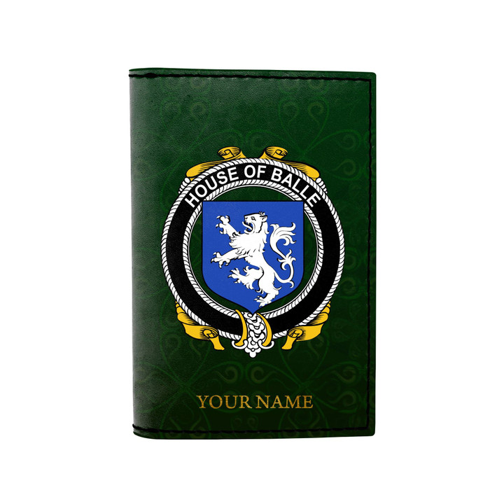 (Laser Personalized Text) Balle Family Crest Minimalist Wallet K6
