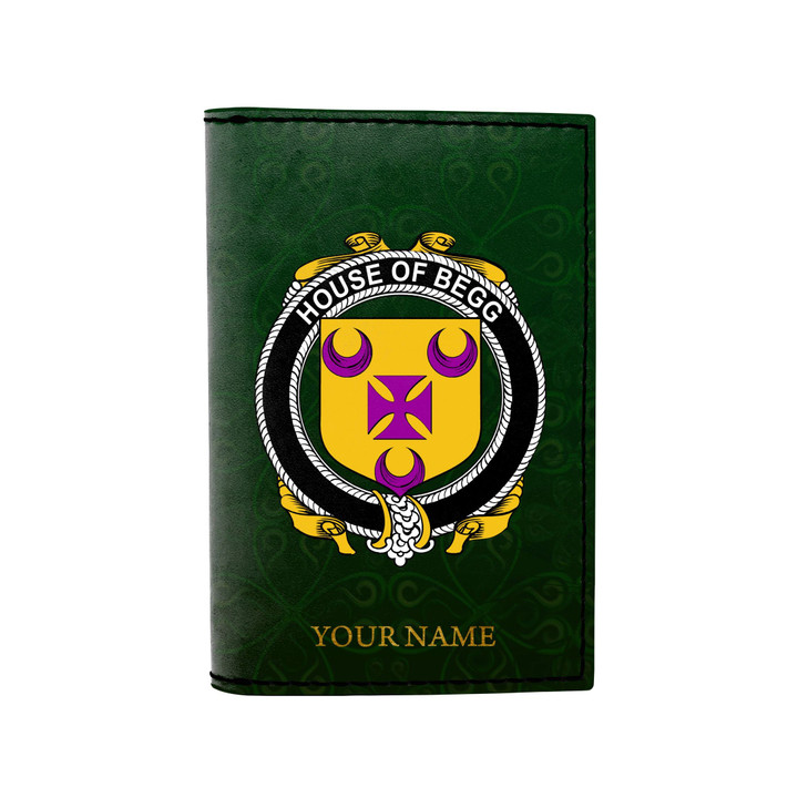 (Laser Personalized Text) Begg Family Crest Minimalist Wallet K6