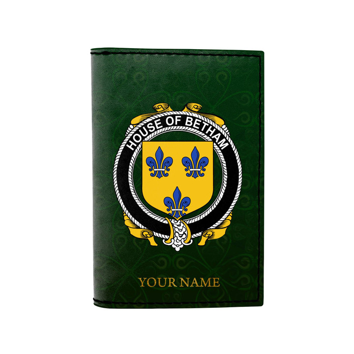 (Laser Personalized Text) Betham Family Crest Minimalist Wallet K6
