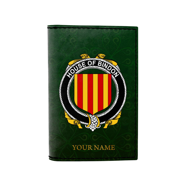 (Laser Personalized Text) Bindon Family Crest Minimalist Wallet K6