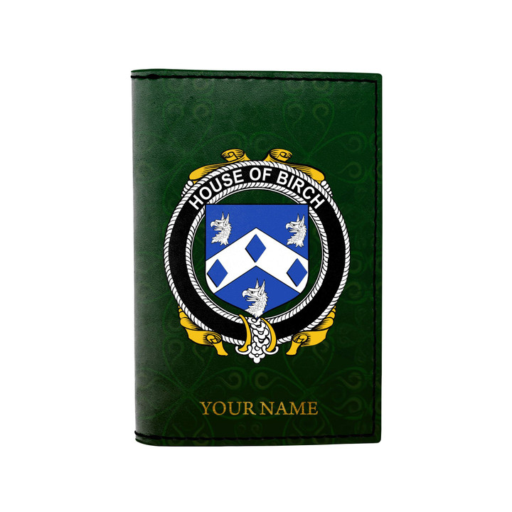 (Laser Personalized Text) Birch Family Crest Minimalist Wallet K6