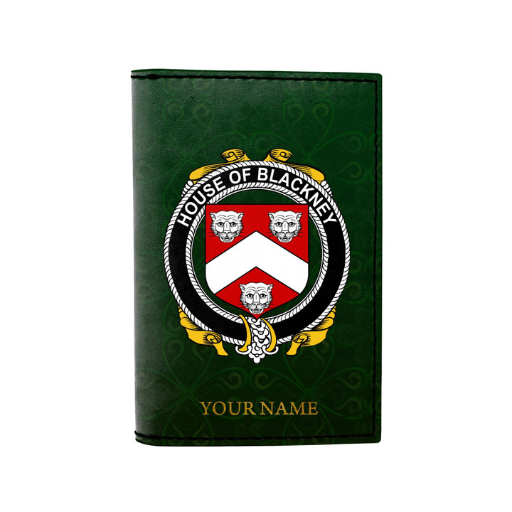 (Laser Personalized Text) Blackney Family Crest Minimalist Wallet K6
