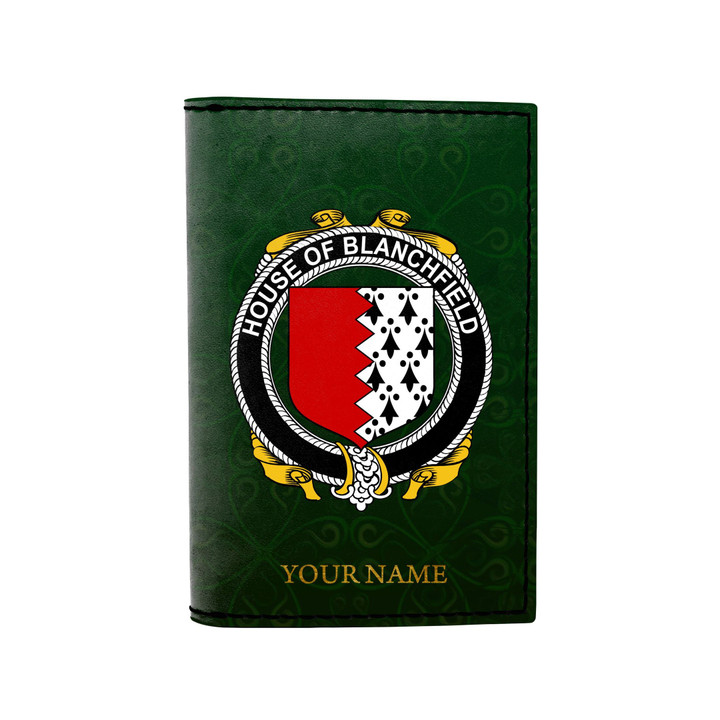 (Laser Personalized Text) Blanchfield Family Crest Minimalist Wallet K6
