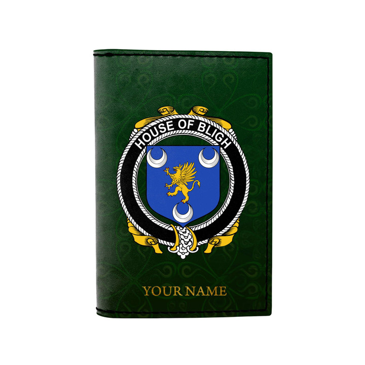 (Laser Personalized Text) Bligh Family Crest Minimalist Wallet K6