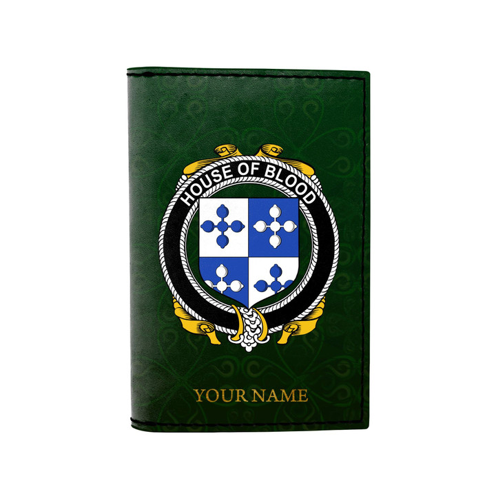 (Laser Personalized Text) Blood Family Crest Minimalist Wallet K6