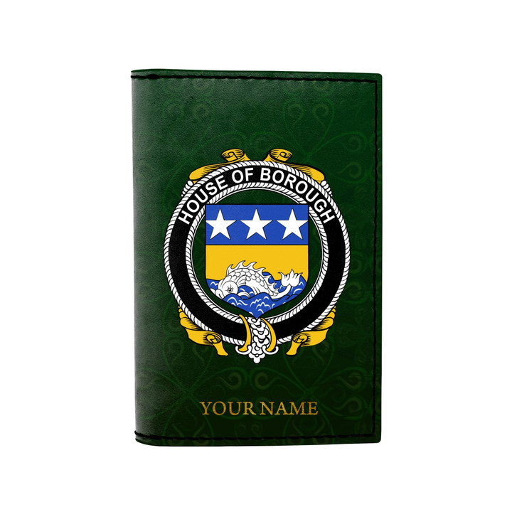 (Laser Personalized Text) Borough Family Crest Minimalist Wallet K6