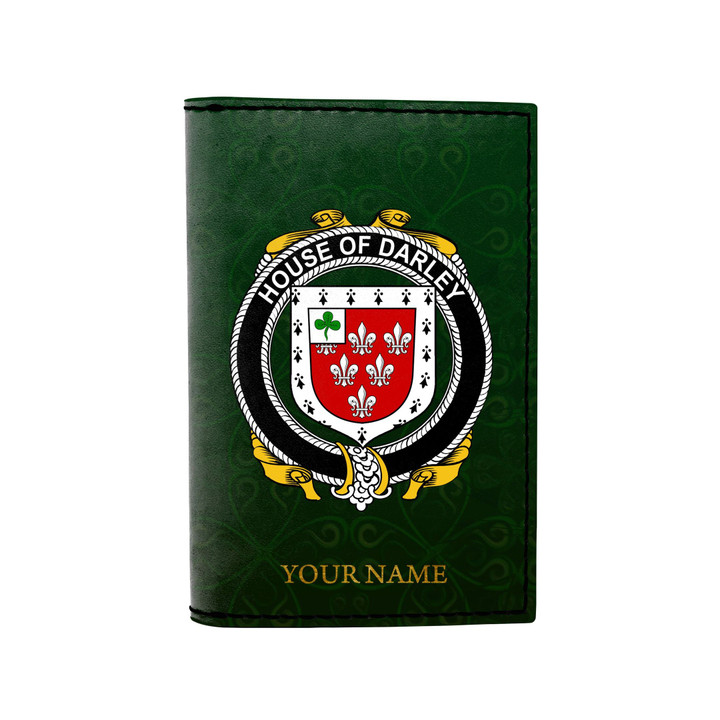 (Laser Personalized Text) Darley Family Crest Minimalist Wallet K6