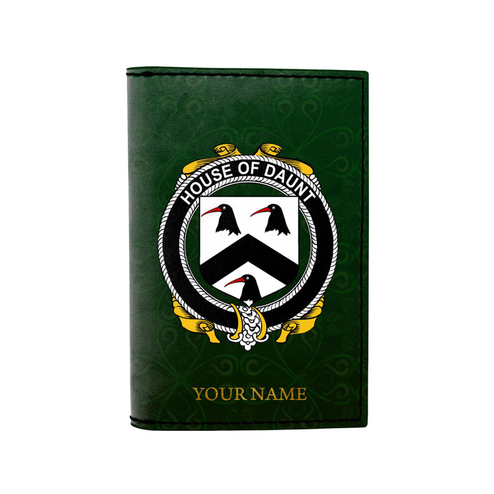 (Laser Personalized Text) Daunt Family Crest Minimalist Wallet K6
