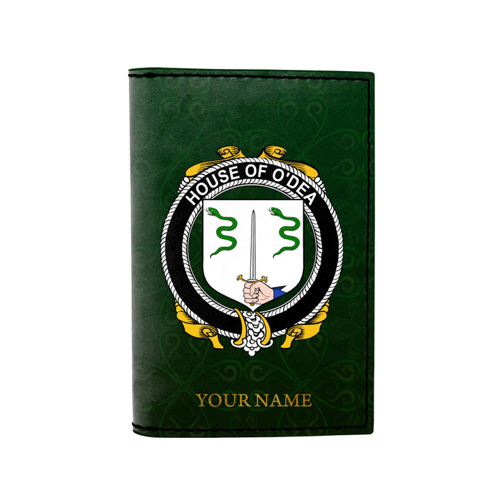 (Laser Personalized Text) Dea or O'Dea Family Crest Minimalist Wallet K6