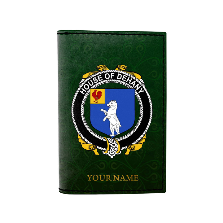 (Laser Personalized Text) Dehany Family Crest Minimalist Wallet K6