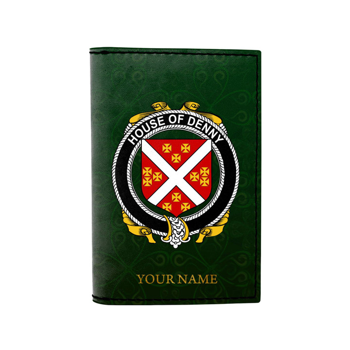 (Laser Personalized Text) Denny Family Crest Minimalist Wallet K6