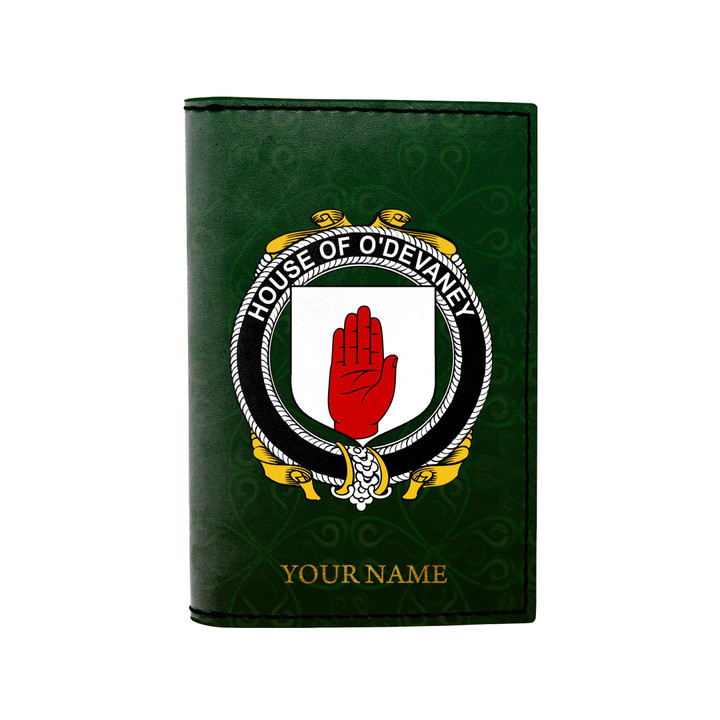 (Laser Personalized Text) Devaney or O'Devaney Family Crest Minimalist Wallet K6