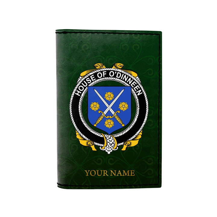 (Laser Personalized Text) Dinneen or O'Dinneen Family Crest Minimalist Wallet K6