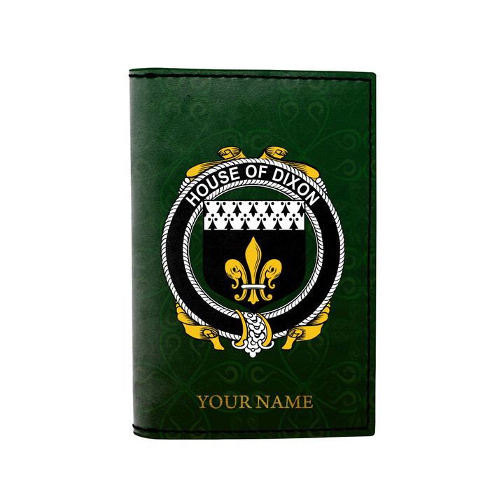 (Laser Personalized Text) Dixon Family Crest Minimalist Wallet K6