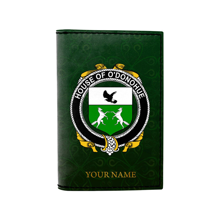 (Laser Personalized Text) Donohue or O'Donohue Family Crest Minimalist Wallet K6