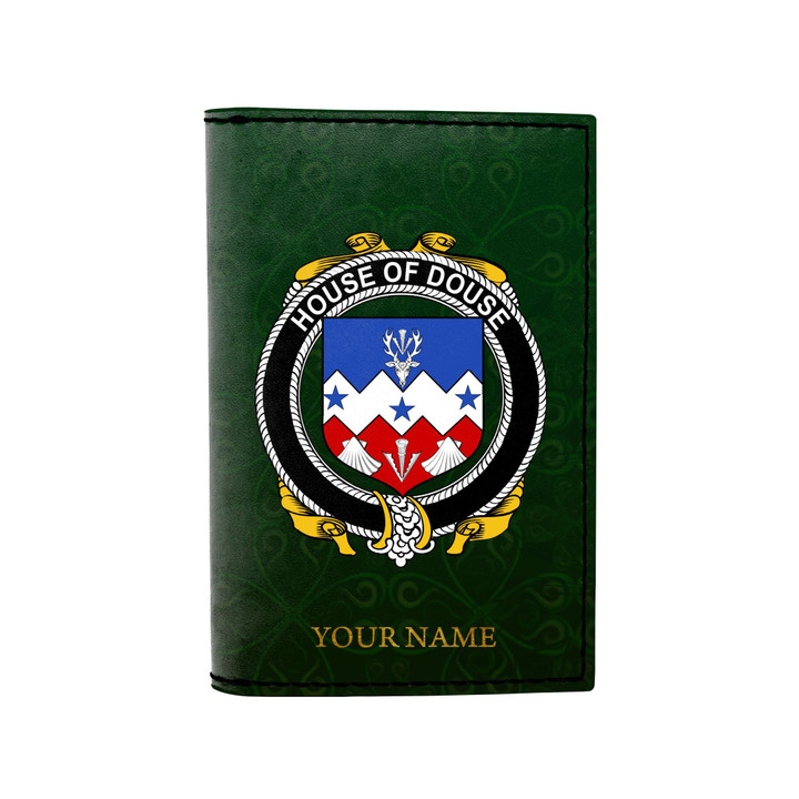 (Laser Personalized Text) Douse or Dowse Family Crest Minimalist Wallet K6