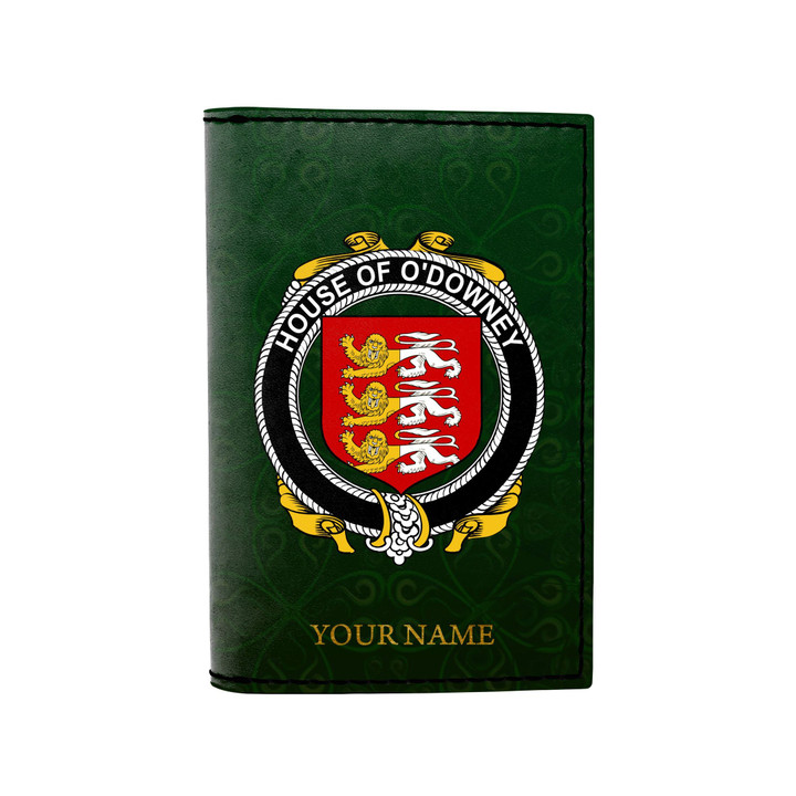 (Laser Personalized Text) Downey or O'Downey Family Crest Minimalist Wallet K6