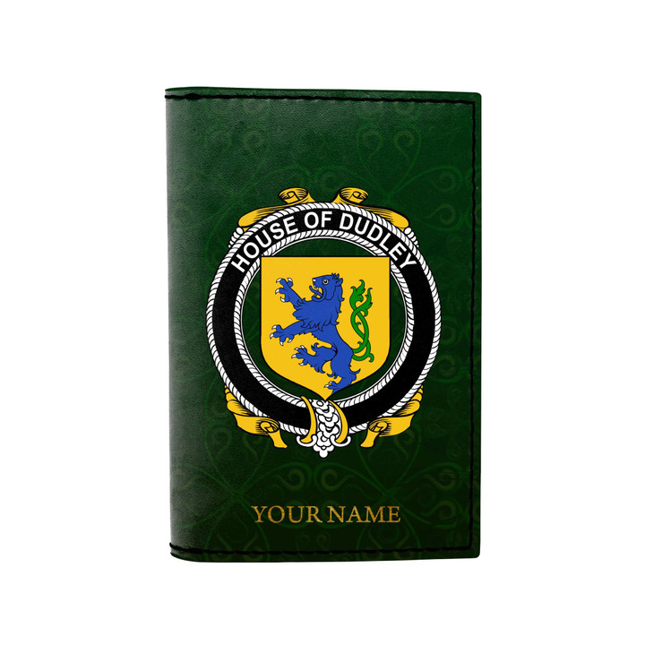 (Laser Personalized Text) Dudley Family Crest Minimalist Wallet K6