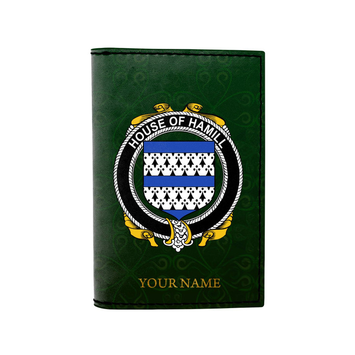 (Laser Personalized Text) Hamill Family Crest Minimalist Wallet K6