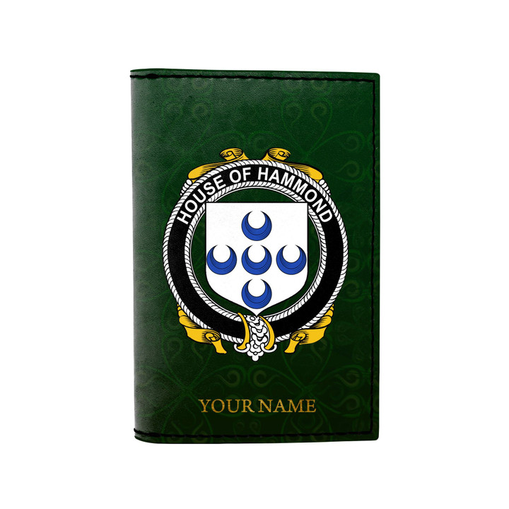 (Laser Personalized Text) Hammond Family Crest Minimalist Wallet K6