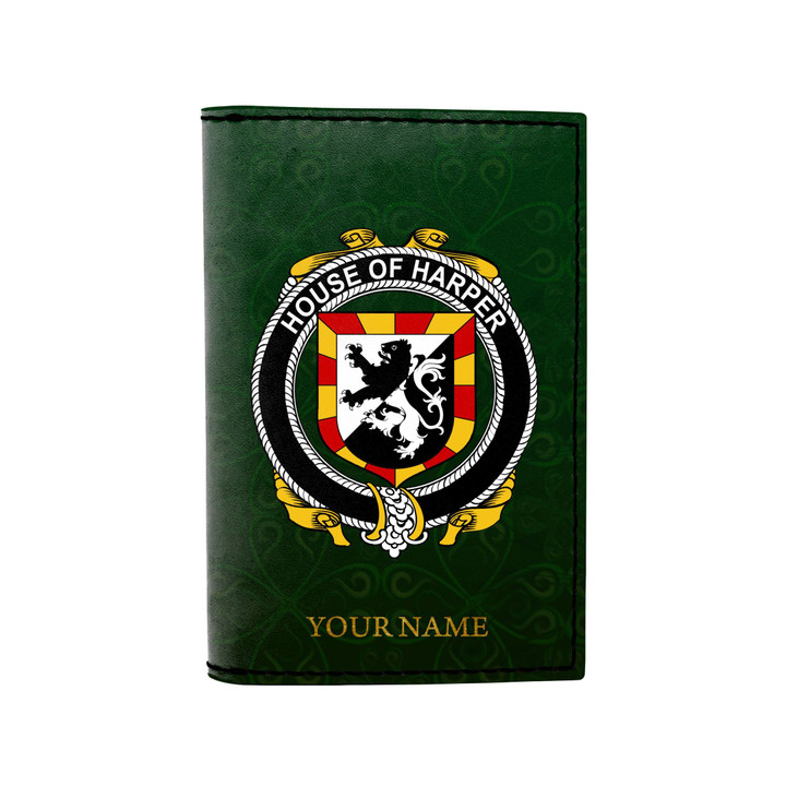 (Laser Personalized Text) Harper Family Crest Minimalist Wallet K6