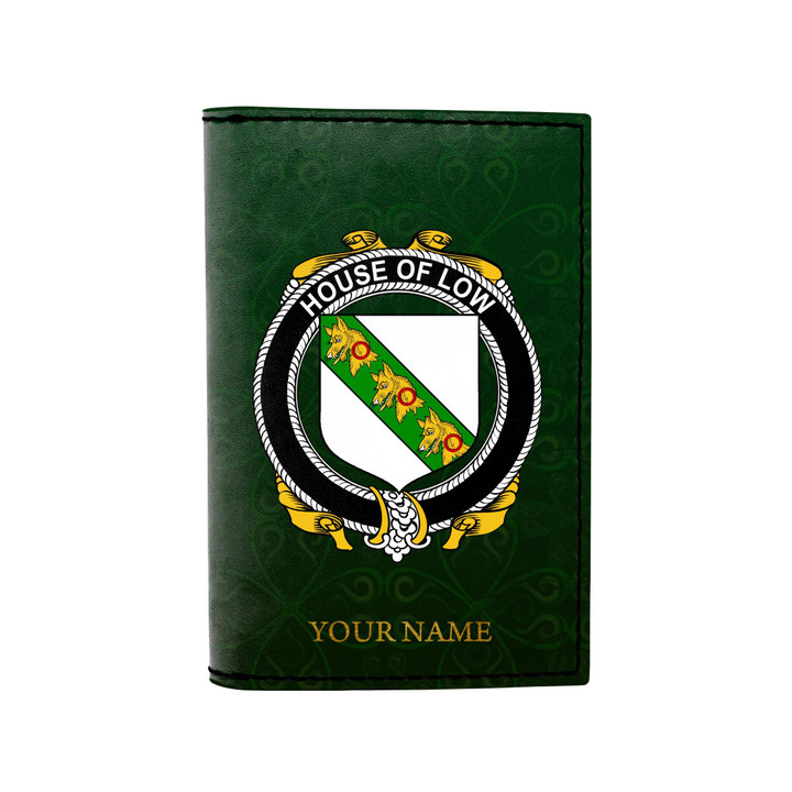 (Laser Personalized Text) Low Family Crest Minimalist Wallet K6