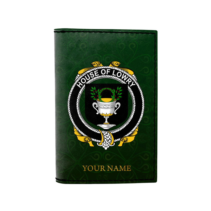 (Laser Personalized Text) Lowry or Lavery Family Crest Minimalist Wallet K6