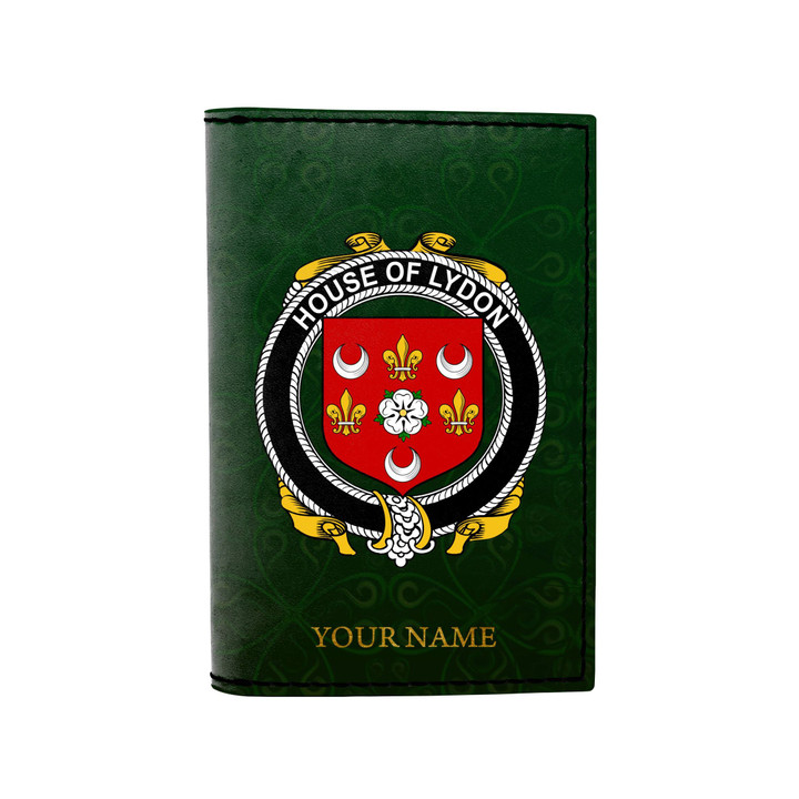 (Laser Personalized Text) Lydon or Leyden Family Crest Minimalist Wallet K6