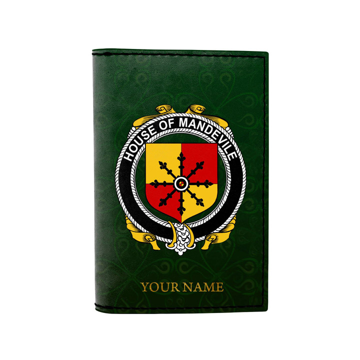 (Laser Personalized Text) Mandevile Family Crest Minimalist Wallet K6