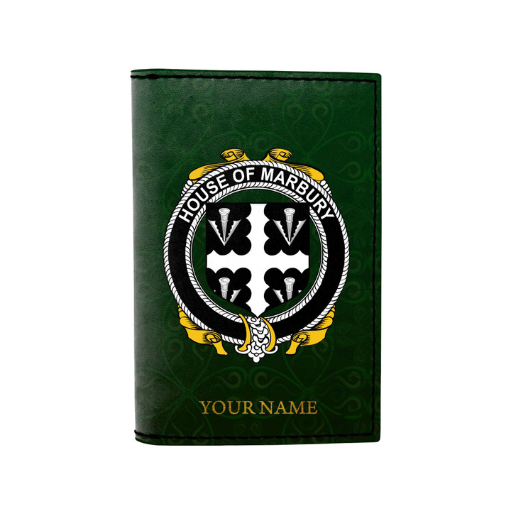 (Laser Personalized Text) Marbury or Maybery Family Crest Minimalist Wallet K6