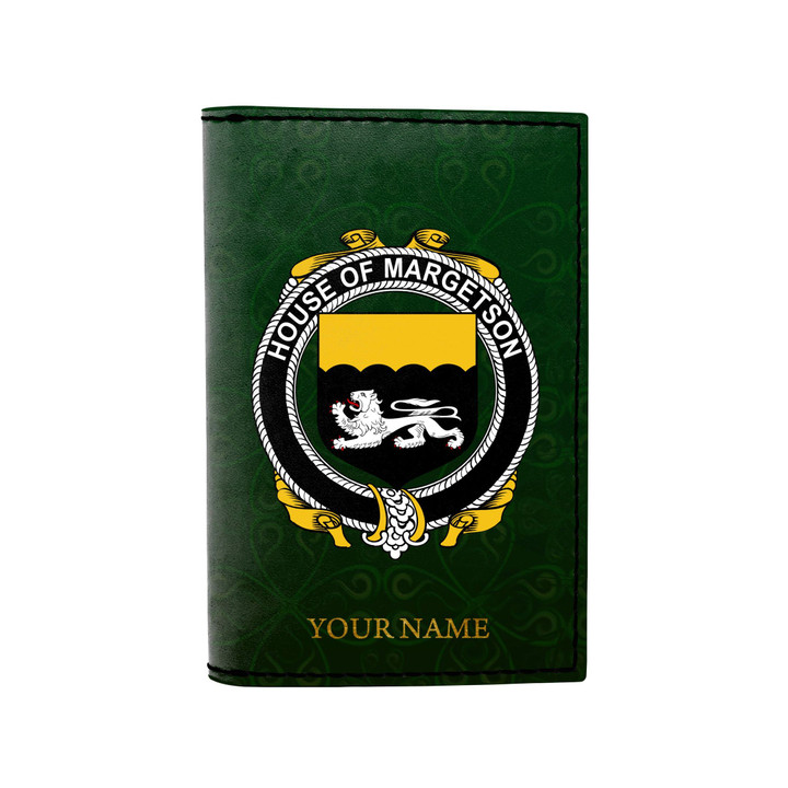 (Laser Personalized Text) Margetson Family Crest Minimalist Wallet K6