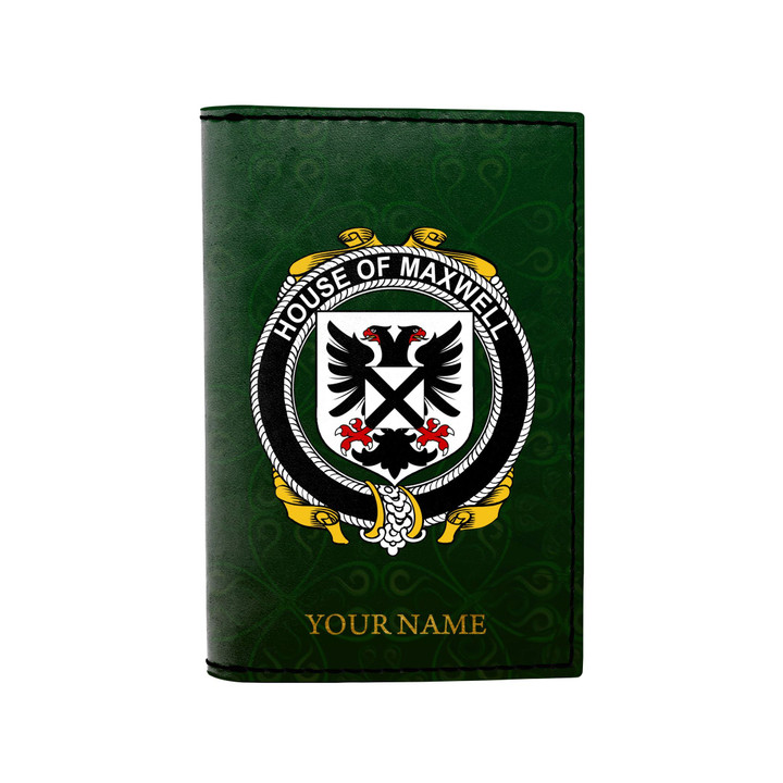 (Laser Personalized Text) Maxwell Family Crest Minimalist Wallet K6