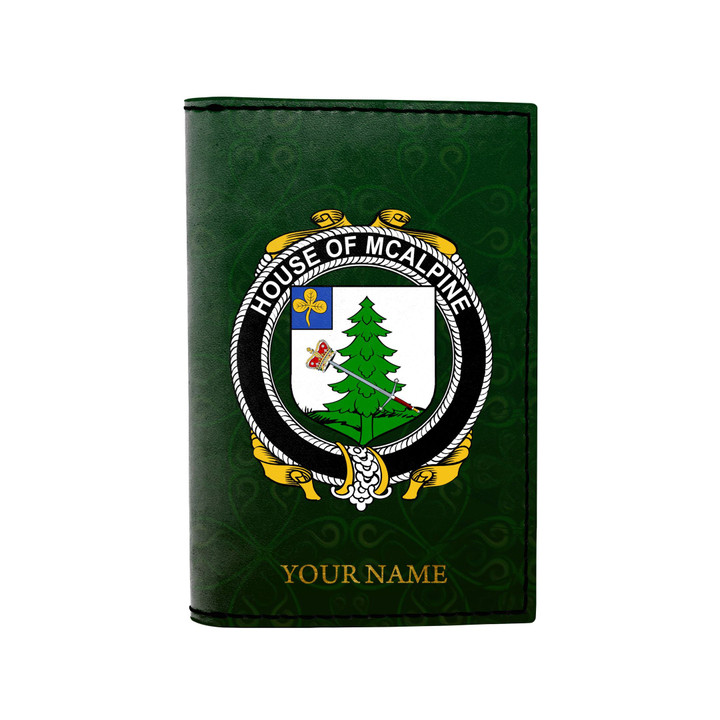 (Laser Personalized Text) McAlpine or MacAlpin Family Crest Minimalist Wallet K6