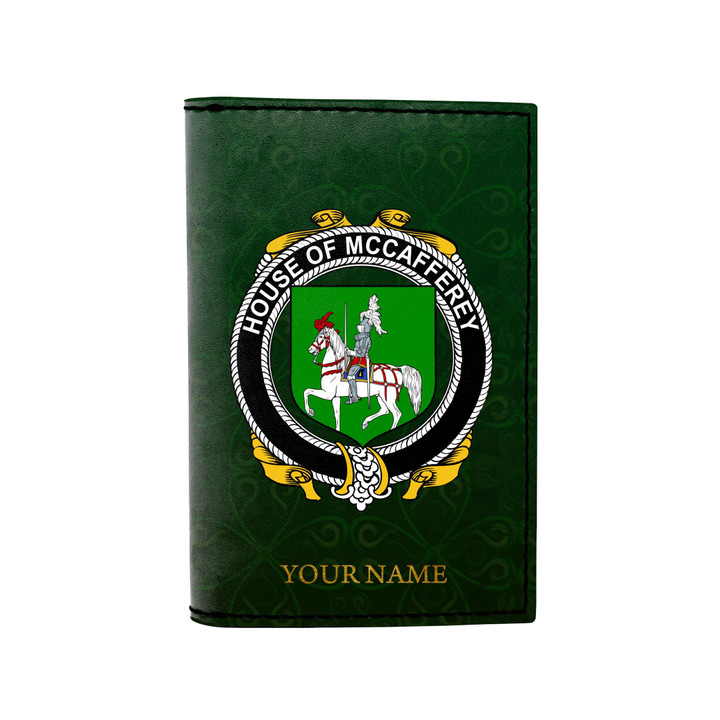 (Laser Personalized Text) McCafferey or McCaffrey Family Crest Minimalist Wallet K6