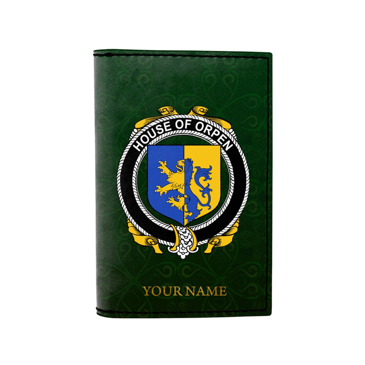 (Laser Personalized Text) Orpen Family Crest Minimalist Wallet K6