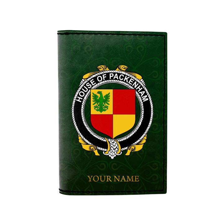 (Laser Personalized Text) Packenham Family Crest Minimalist Wallet K6